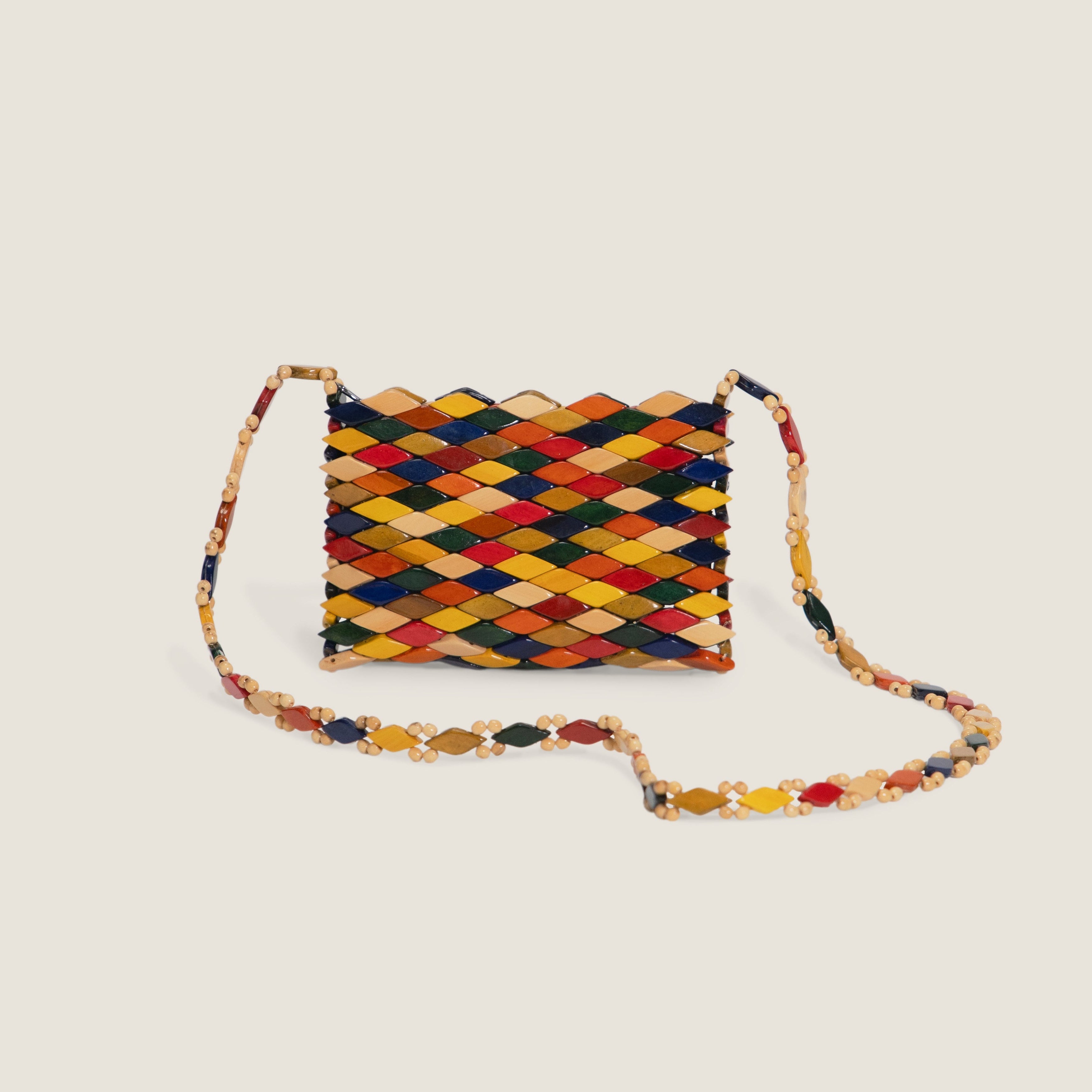 DENGO pequeño – Bolso artesanal de madera multicolor